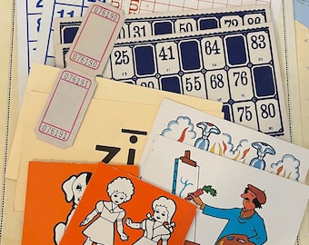 Vintage Odds and Ends....bingo cards, flash cards, tickets, score cards