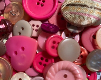 Vintage Pink Buttons- Set of 70
