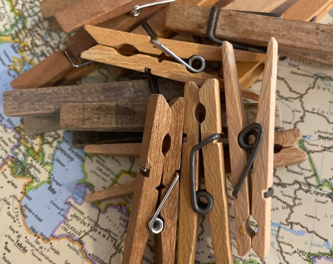 Vintage Clothes Pins Set of 10 Etsy