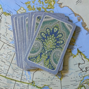 Vintage blaue und grüne Blumen- und Paisley-Spielkarten - 10er-Set