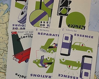 Mille Bornes French Game Cards- Set of 10 Cards