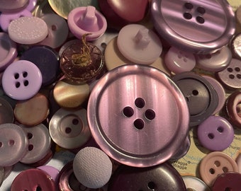 Vintage Purple Buttons- Set of 100; crafts, collection, sewing