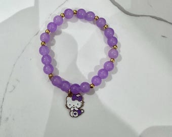 Purple Beaded Hello Kitty Charm Bracelet