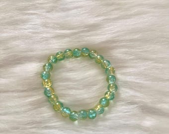 Teal and Green Beaded Bracelet: Acrylic Bead Bracelet