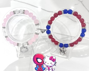 hello kitty and spider man magnetic beaded charm bracelets