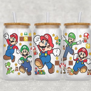 Emballage de verre Super Mario Libbey, 16 oz et 20 oz peut emballer en verre PNG, emballage de verre, emballage de sublimation de canette de verre Design téléchargement