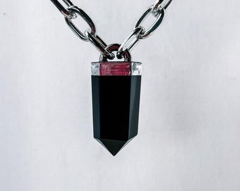 Colgante de cristal negro punk gótico brujeril