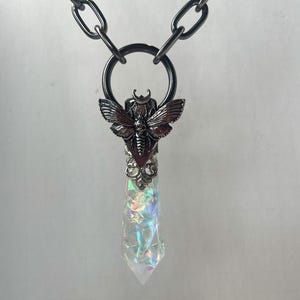 Crystal Necklace Moon Moth Punk Rave Goth