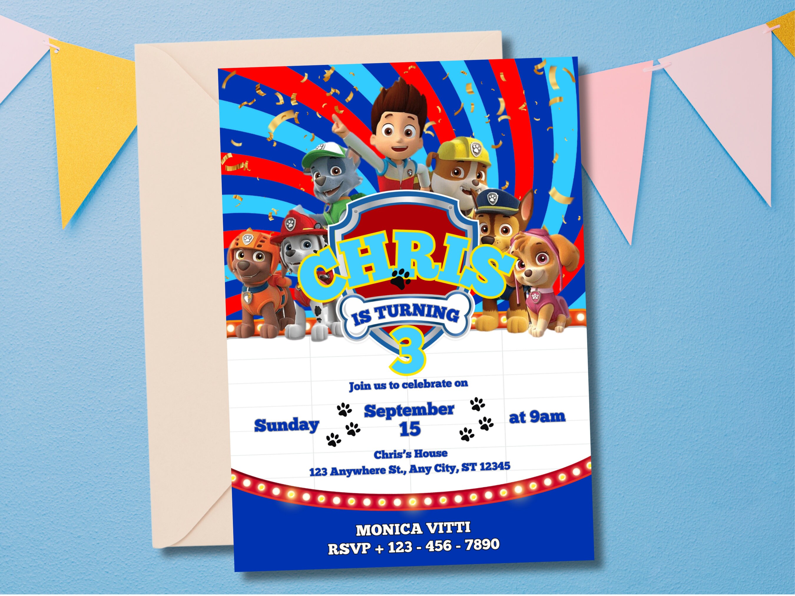Kids Birthday Invitation Paw Patrol Editable Paw Patrol Birthday Party Invites Custom and Printable Invite for Childrens