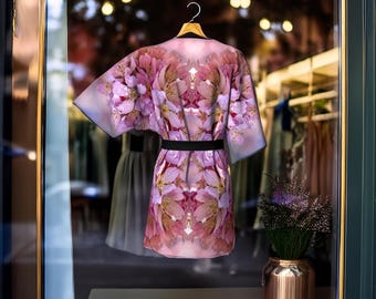 Silk Kimono Robe: Pink Cherry Blossom Loungewear