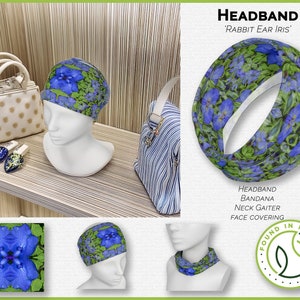 headband / neck scarf with a rabbit ear iris design