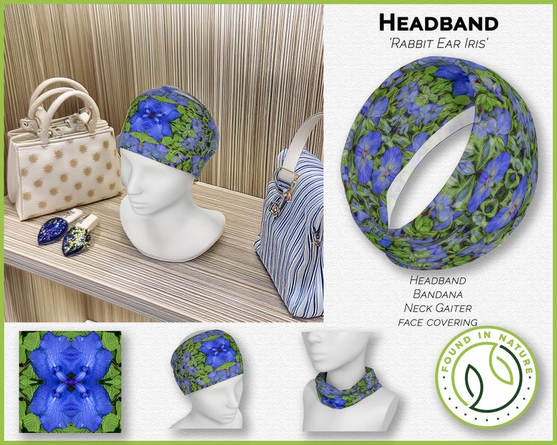 headband / neck scarf with a rabbit ear iris design