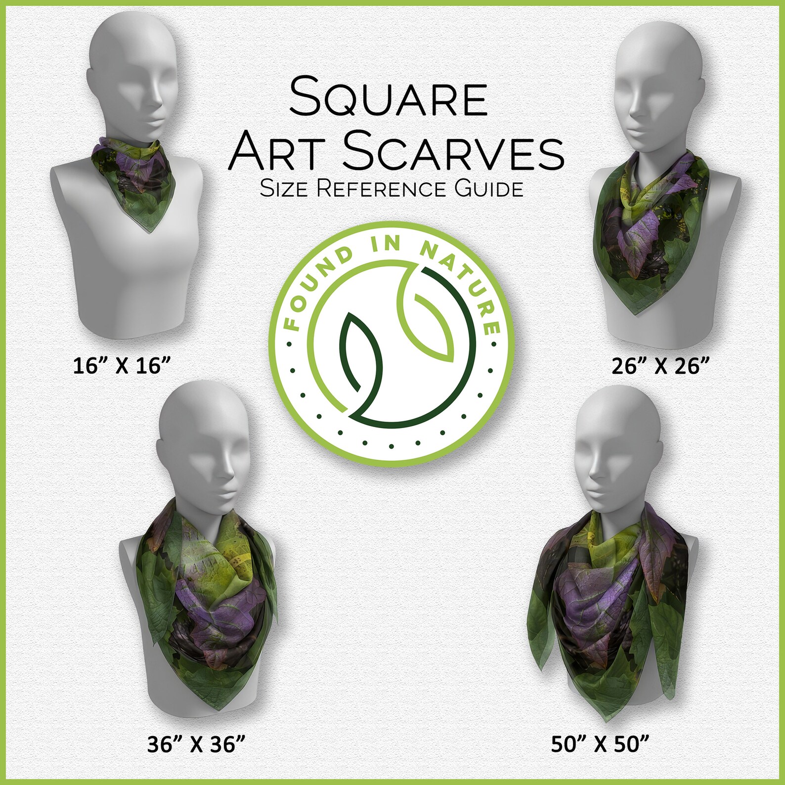 Green Hydrangea Square Scarf