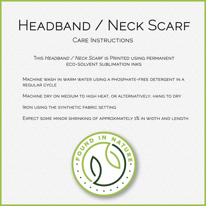 care instructions for headband / neck scarf