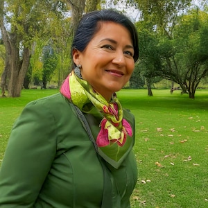 Mulberry Silk Scarf: Purple Rhododendron Floral Design