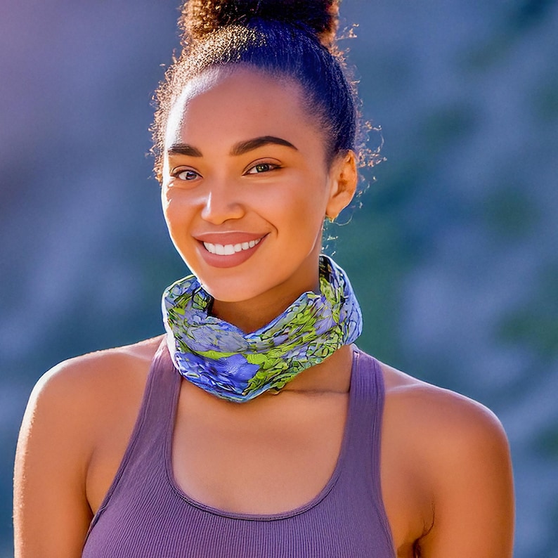 headband / neck scarf with a rabbit ear iris design