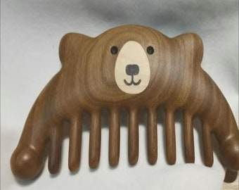 Heartfelt Handmade Wooden Bear Comb: A Sweet Companion for Your Tresses