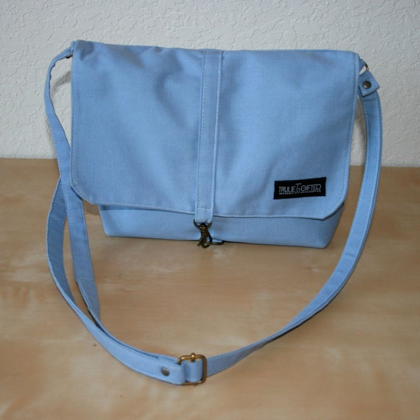 Canvas Messenger Bag - Light Blue - Sale Sale