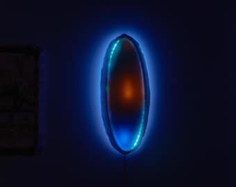 Wall Sconce Lamp &quot;Portal&quot; – Epoxy Resin Accent Light with Addressable LEDs, Modern Handmade Light Fixture