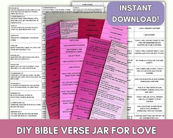 365 DIY Daily Devotional Jar for Love Bible Verses For Relationships Printable Proverbs 31 Gifts for Women Christian Valentine's Day Gift