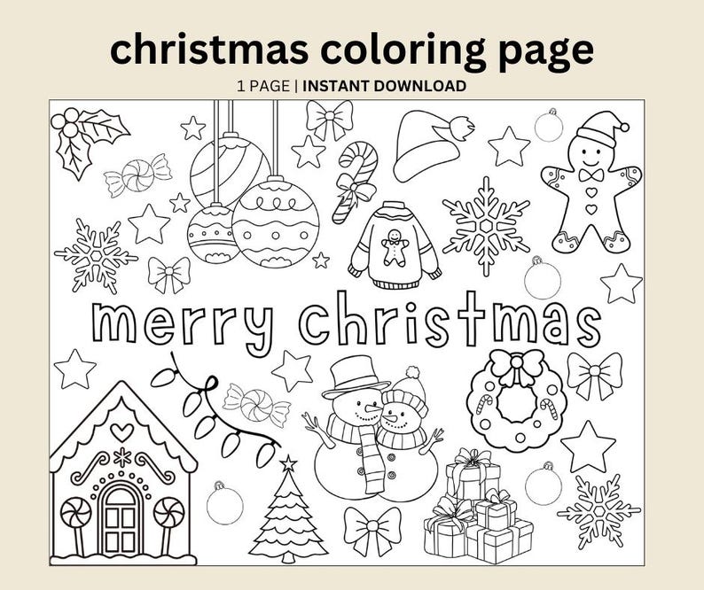 Christmas Coloring Page, Printable Christmas Pictures for Coloring ...