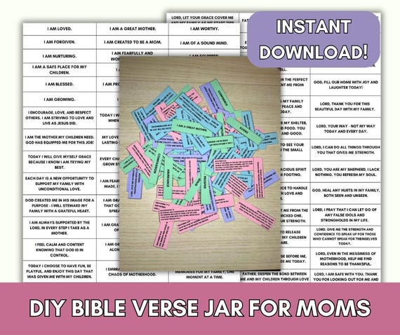 365 DIY Daily Devotional Jar of Bible Verses Printable For Moms Proverbs 31 Gifts for Mothers Christian Mother's Day Gift Easy DIY Gift