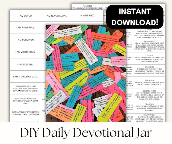 365 DIY Daily Devotional Jar Of Bible Verses for Emotions and Feelings Printable Gift Idea DIY Scripture Jar Prayer Cards Christian Gift Jar