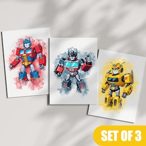 Transformers Print set of 3, Digital Download Wall Art Poster Print Transformers Poster,Printable For Kids Boys Room Decor