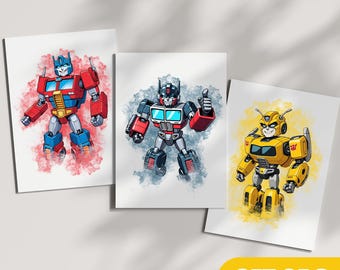 Transformers Print set of 3, Digital Download Wall Art Poster Print Transformers Poster,Printable For Kids Boys Room Decor