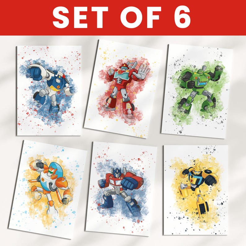 Transformers Poster Set of 6: Kids Room Decor Wall Art Print, Printable ...