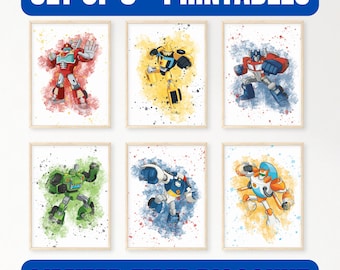 Transformers Poster Set of 6: Kids Room Decor Wall Art Print, Printable For Kids, Boys Room Decor (Digital Download)