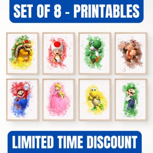 Watercolor Super Mario Nursery Prints: Kids Room Decor (Digital Download)
