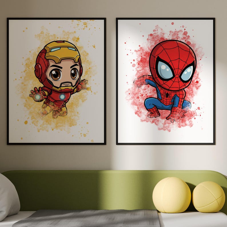 6 Nursery Superheroes Prints Kids Poster Gift for Boys Baby Boys Room ...