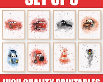 Lightning McQueen Cars Nursery Decor: Kids Room Wall Art (Digital Download A4/300 DPI)
