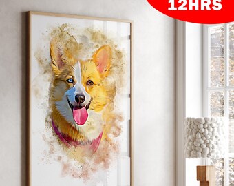 Custom Watercolor Pet Portrait: Personalized Pet Memorial Art (Digital)