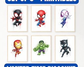 Superhero Nursery Prints: Spiderman & Friends Kids Room Decor (Digital Download)