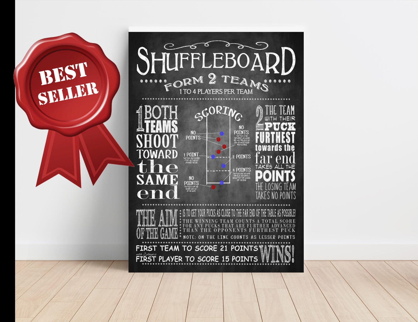 Shuffleboard Canvas Print Game Rules Print Etsy