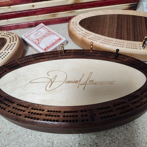 Personalized Cribbage Board, Family Name Engraved, Wedding Gift, Anniversary Gift, Couples Gift, Solid Walnut or Solid Maple