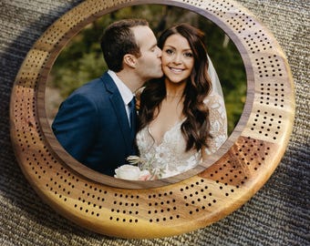 Custom Wedding Cribbage Boards ACACIA *DARK WOOD*