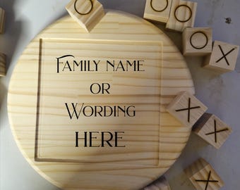 12” custom engraved XOXO, tic-tac-toe board game