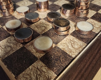 Hickory and Walnut Western Checkerboard 19" X 19"