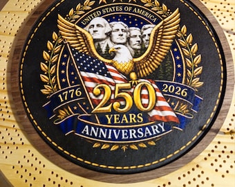 Gold Eagle with Mt. Rushmore  250th Anniversary USA Cribbage Boards