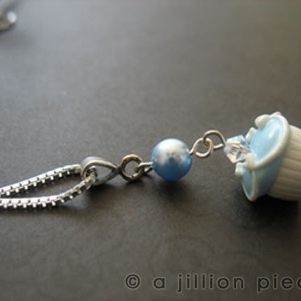 Cupcake Necklace (18 in) - Cinderella - Handmade from Polymer Clay \/ Sterling Silver - LAST ONE