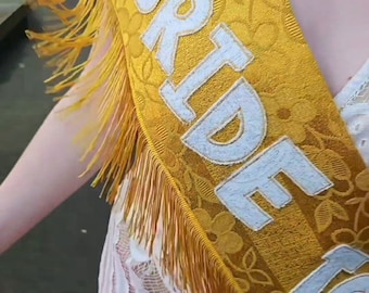 Bespoke Handmade Bridal Sash: Vintage Fabric with Fringe