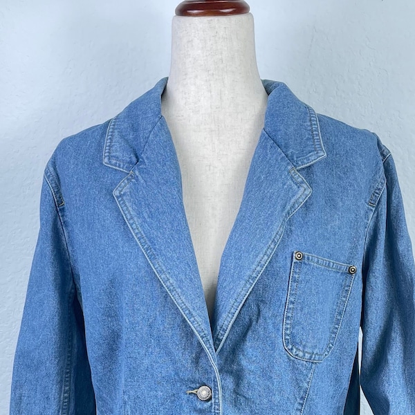 Vintage Blue Denim Blazer Jacket - Liz Claiborne