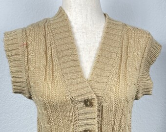 Vintage Beige Cable Knit Sweater Vest