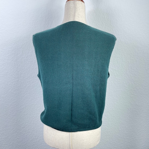 Vintage Dark Green Textured Sweater Vest - image 2