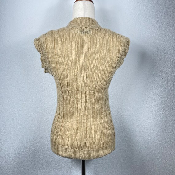 Vintage Beige Cable Knit Sweater Vest - image 2