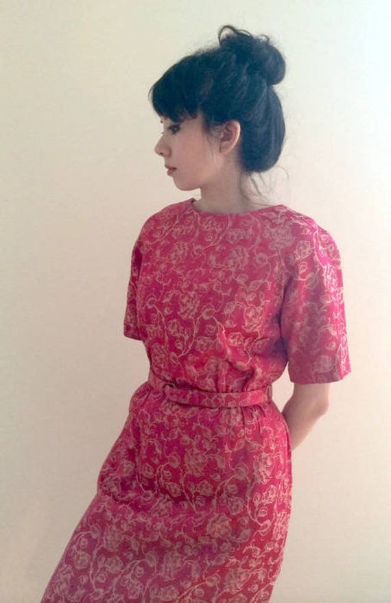 SALE! Vintage 50's/60's Red and Gold Silk Brocade… - image 4