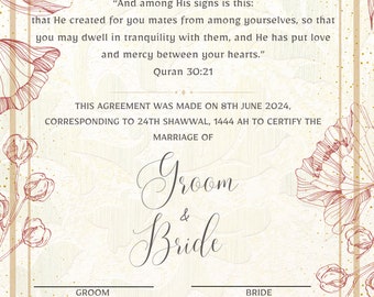 Elegant Nikkah Certificate